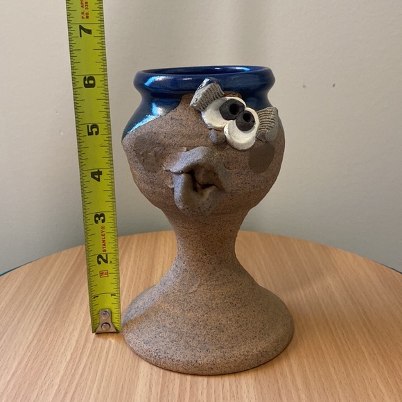 Quirky Vintage Funny Ugly Face Goblet. Handmade Pottery. - Picture 6 of 8